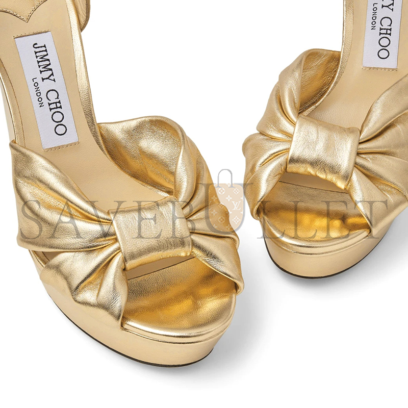 Ji*y Ch* heloise 120 gold metallic nappa leather platform sandals heloise120mna